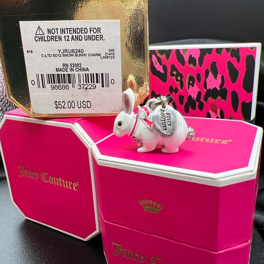 BNIB VINTAGE Juicy Couture Snow Bunny Charm With Crystal Rhinestones. Y2K - Picture 7 of 8